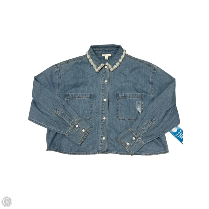 New! Top Long Sleeve By On 34th In Blue Denim, Size: L