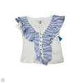 New! Top Short Sleeve By Maeve In Blue & White, Size: L