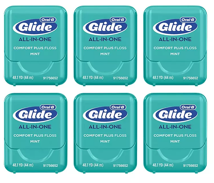 Oral-B Glide All-in-One Dental Floss, Brilliance Blast (44 m, 6 pk.)