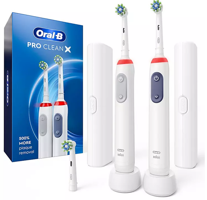 Oral-B Pro Clean Rechargeable Toothbrush (2 Pack + 3 Brush Heads)