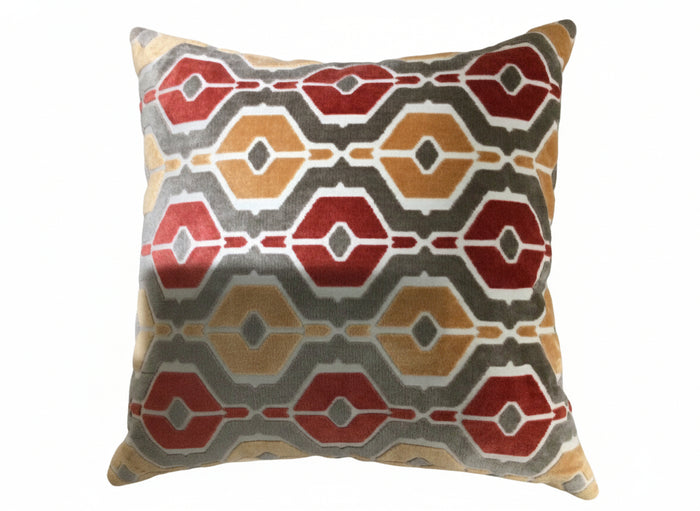 Orange and Grey Velvet Pillow