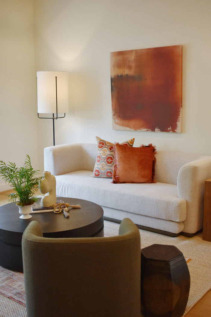 Orange and Grey Velvet Pillow
