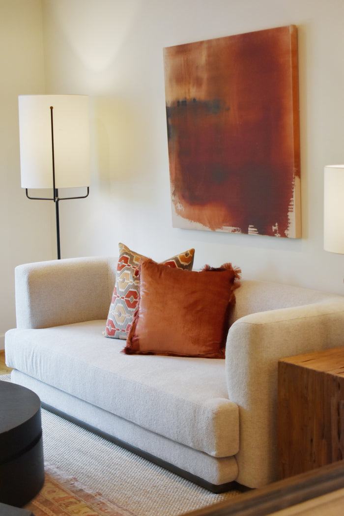Orange and Grey Velvet Pillow
