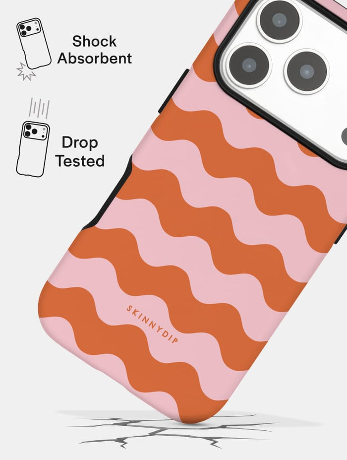 Orange and Pink Wavey Lines Ultra Protective iPhone Case Phone Cases Skinnydip London