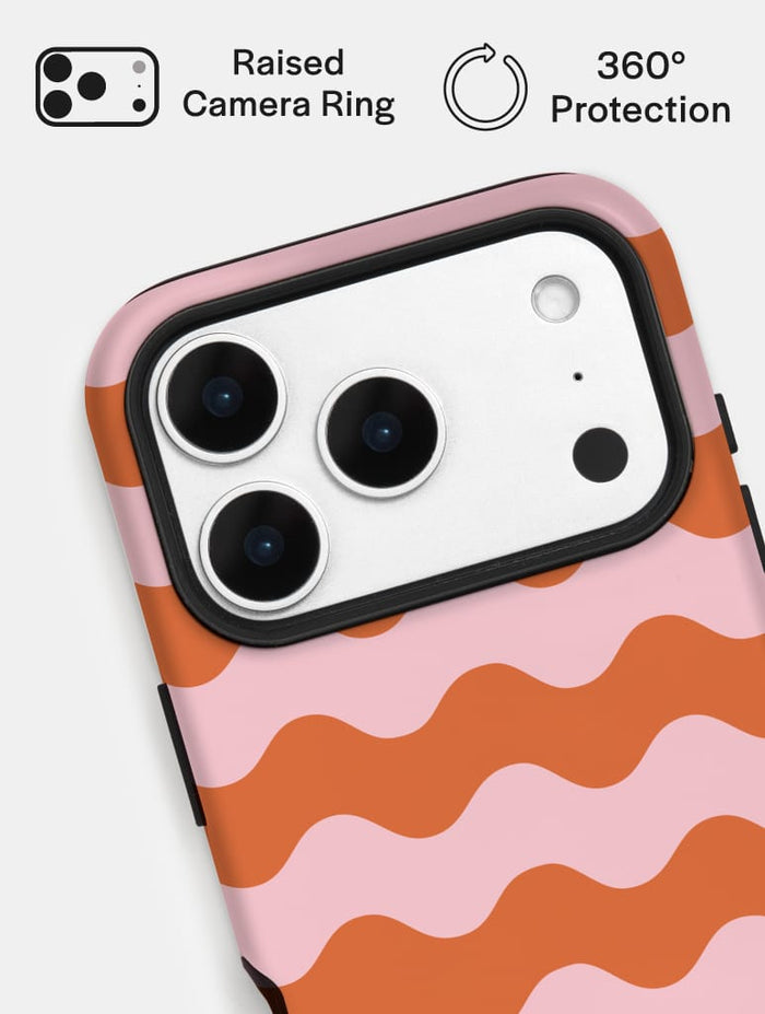 Orange and Pink Wavey Lines Ultra Protective iPhone Case Phone Cases Skinnydip London