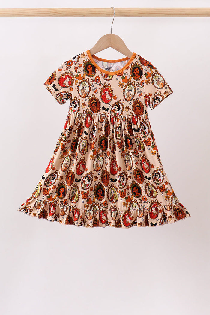 Orange princess bamboo ruffle dress