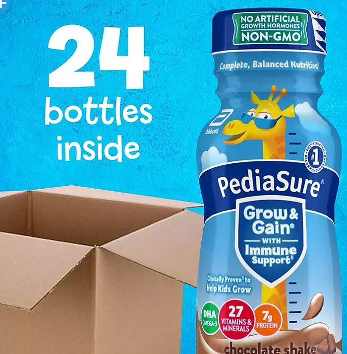 PediaSure Grow and Gain Nutrition Shake for Kids, Chocolate (8 fl. oz., 24 pk.) - Eshop House LLC