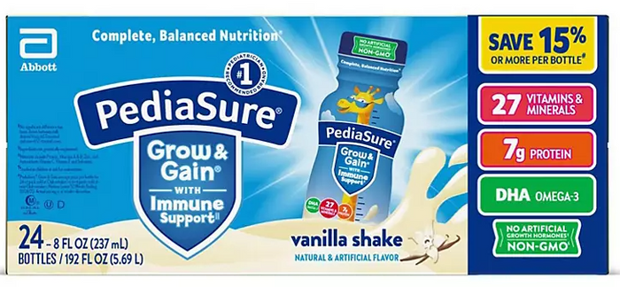 PediaSure Grow and Gain Nutrition Shake for Kids, Vanilla (8 fl. oz., 24 pk.) - Eshop House LLC