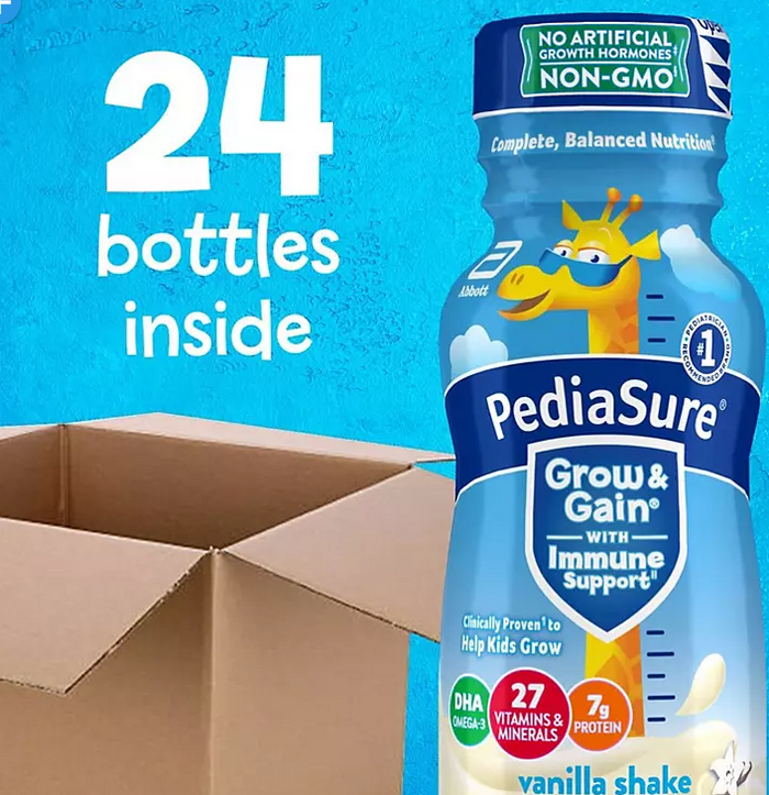 PediaSure Grow and Gain Nutrition Shake for Kids, Vanilla (8 fl. oz., 24 pk.) - Eshop House LLC