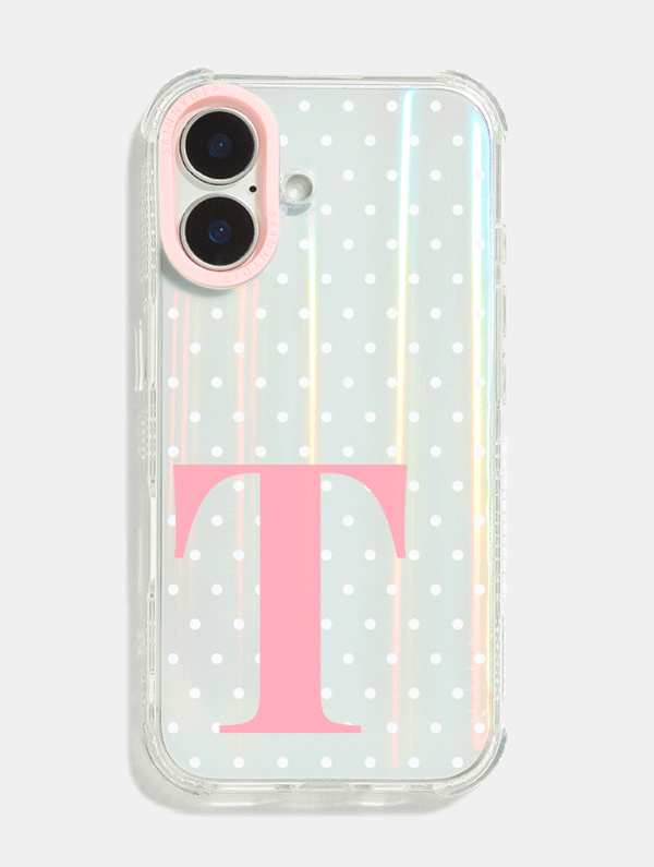 Personalised Holo Base Shock iPhone Case with Pink Camera Hole Phone Cases Skinnydip London
