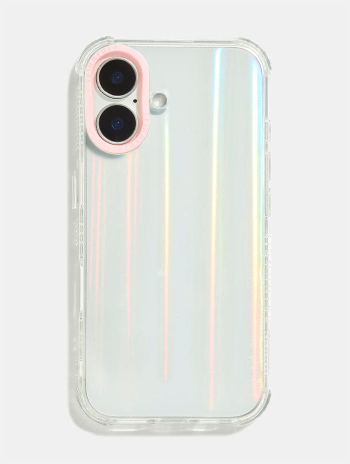 Personalised Holo Base Shock iPhone Case with Pink Camera Hole Phone Cases Skinnydip London