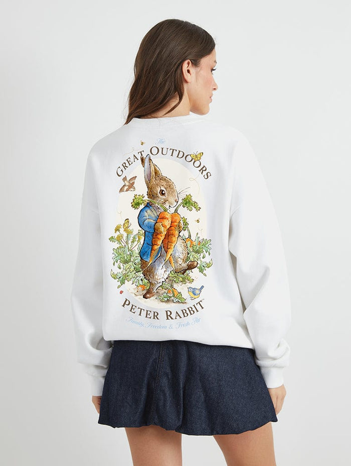 Peter Rabbit Great Outdoors Sweatshirt in Ecru Hoodies & Sweatshirts Skinnydip London