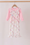 Pink all day adventure ruffle jumpsuit set