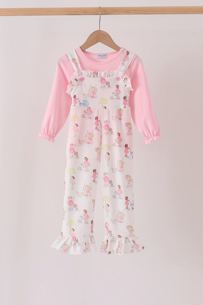 Pink all day adventure ruffle jumpsuit set