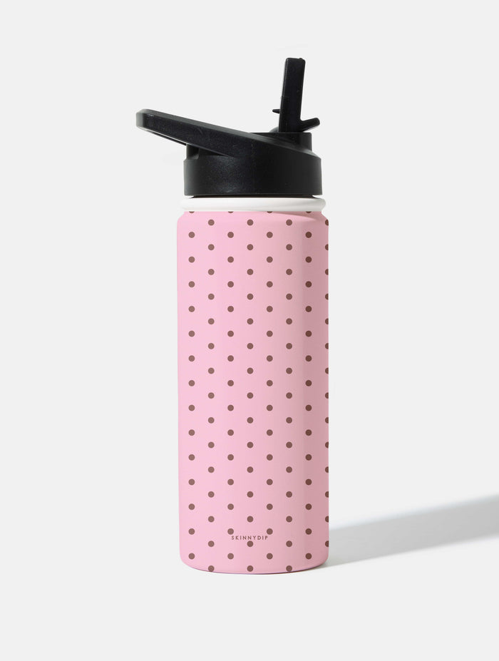 Pink and Brown Mini Dots 18oz Stainless Steel Water bottle Water Bottles Skinnydip London