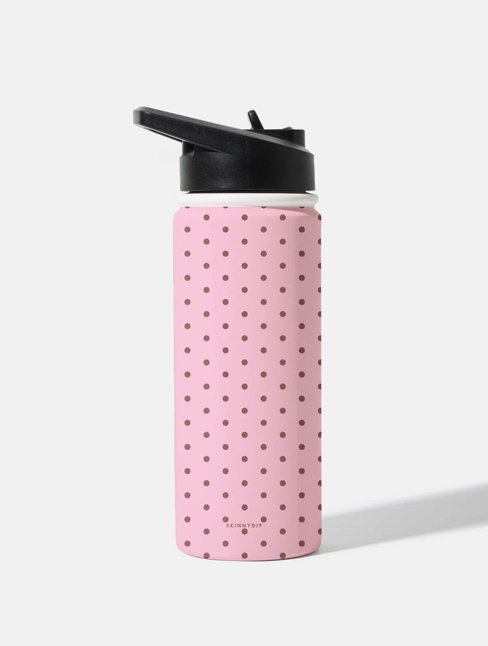 Pink and Brown Mini Dots 18oz Stainless Steel Water bottle Water Bottles Skinnydip London