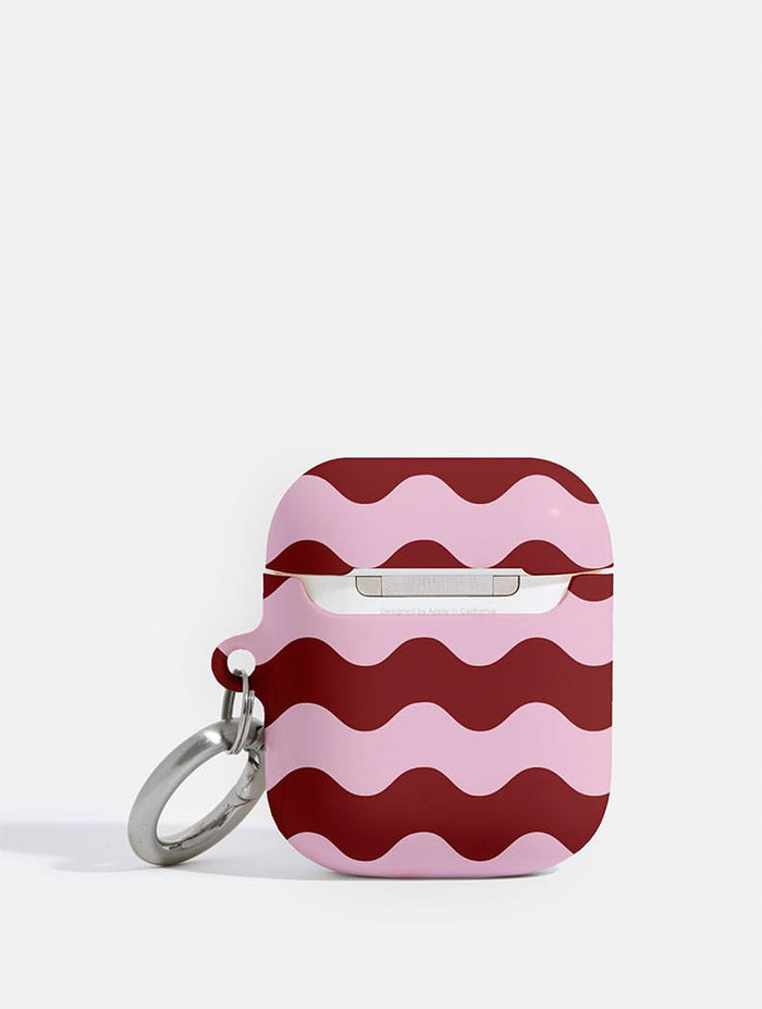 Pink and Burgundy Wavey Lines AirPods Case AirPods Cases Skinnydip London