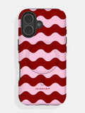 Pink and Burgundy Wavey Lines MagSafe Ultra Protective iPhone Case Phone Cases Skinnydip London