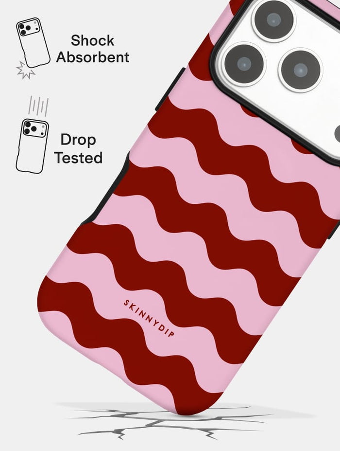 Pink and Burgundy Wavey Lines Ultra Protective iPhone Case Tech Skinnydip London