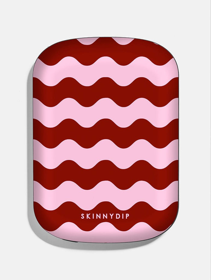Pink and Burgundy Wavy Lines Portable Magsafe Charger Portable Chargers Skinnydip London
