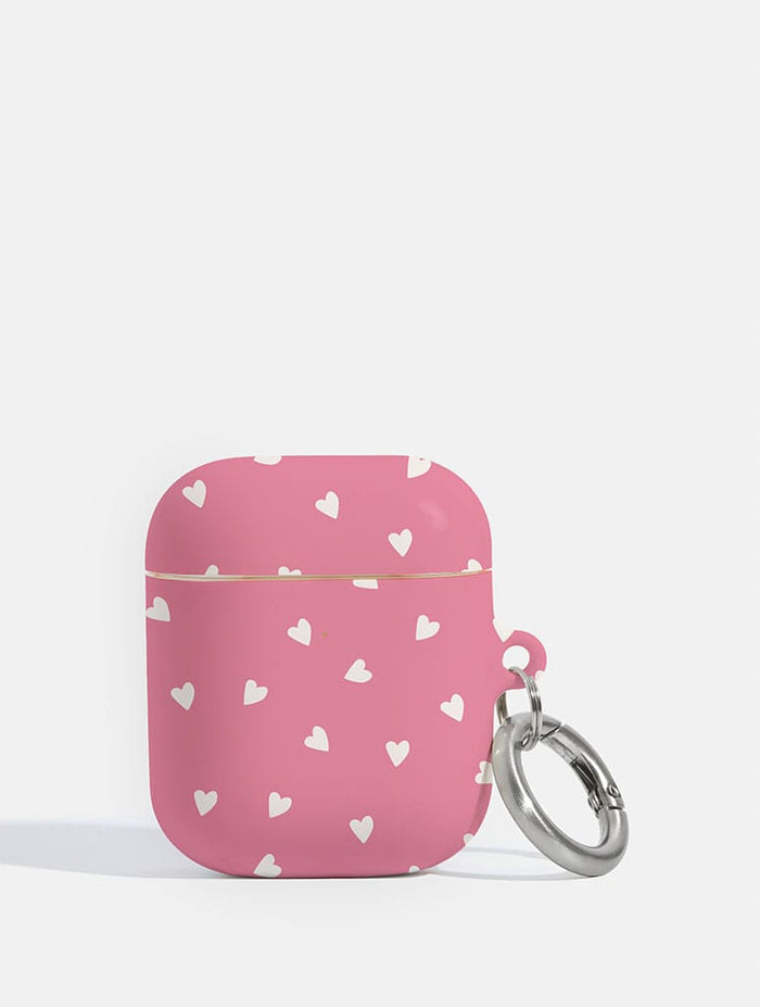 Pink and Cream Ditsy Hearts AirPods Case AirPods Cases Skinnydip London