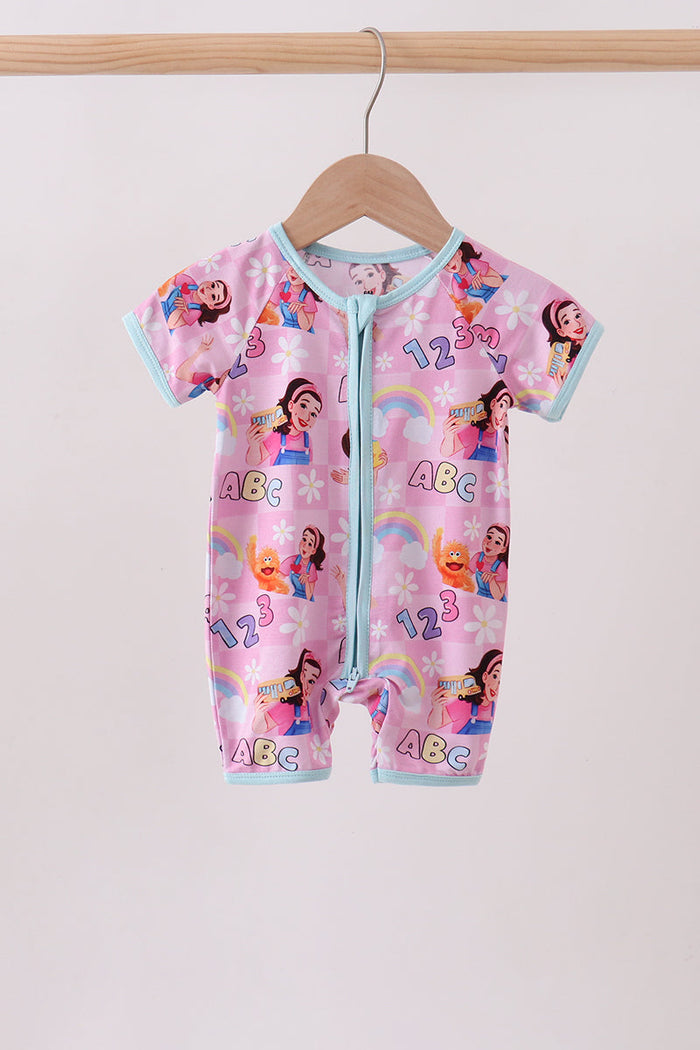 Pink Character Bamboo Romper