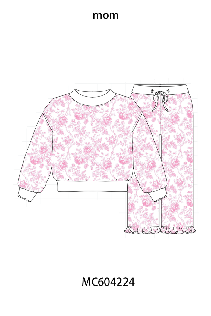 Pink floral print mom&me pants set
