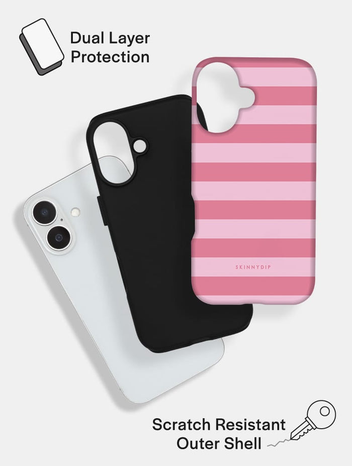 Pink Stripes Ultra Protective iPhone Case Phone Cases Skinnydip London