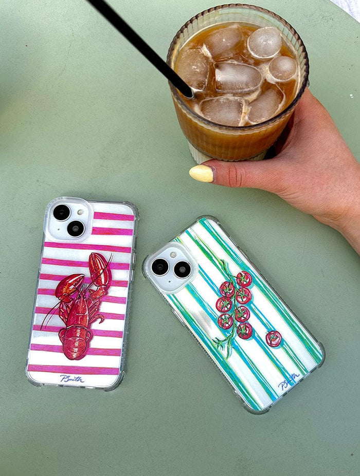 Pippa Smith Studio x Skinnydip Lobster On Pink Stripes Shock iPhone Case Phone Cases Skinnydip London