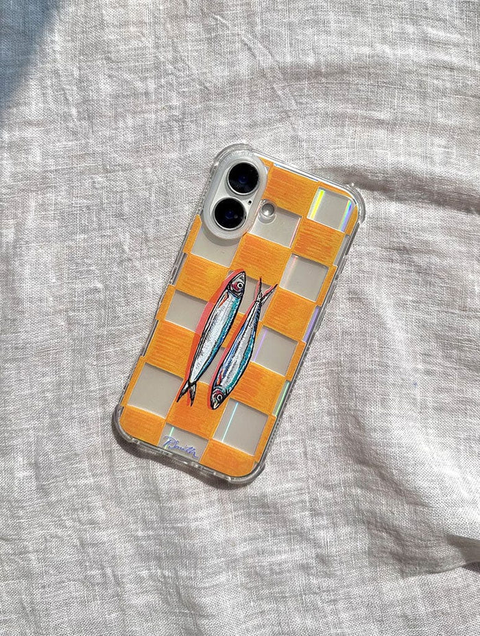 Pippa Smith Studio x Skinnydip Sardines On Check Shock iPhone Case Phone Cases Skinnydip London