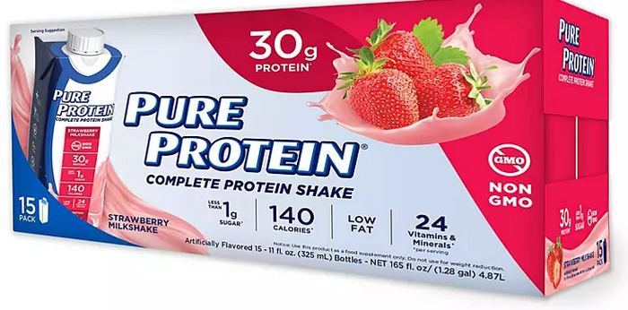 Pure Protein Strawberry Protein Milkshake (11 fl. oz.,15 ct.) - Eshop House LLC
