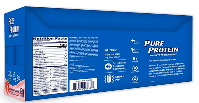 Pure Protein Strawberry Protein Milkshake (11 fl. oz.,15 ct.) - Eshop House LLC