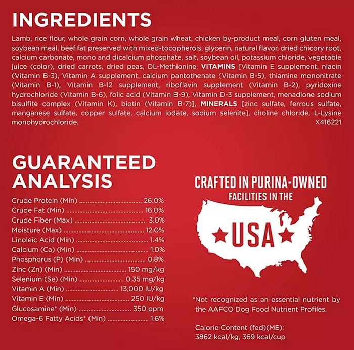 Purina ONE SmartBlend Adult Dry Dog Food, Natural Lamb and Rice Formula (44 lbs.) - Eshop House LLC