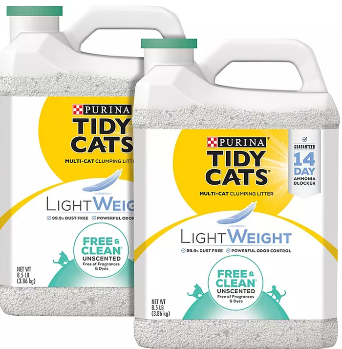 Purina Tidy Cats Lightweight Free & Clean Clumping Cat Litter, Unscented (8.5 lbs., 2 pk.) - Eshop House LLC