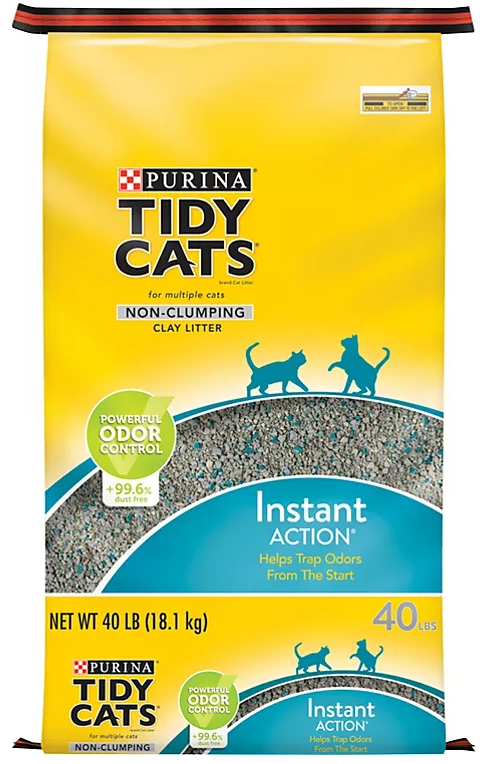 Purina Tidy Cats Non-Clumping Clay Cat Litter, Instant Action for Multiple Cats (40 lbs.) - Eshop House LLC