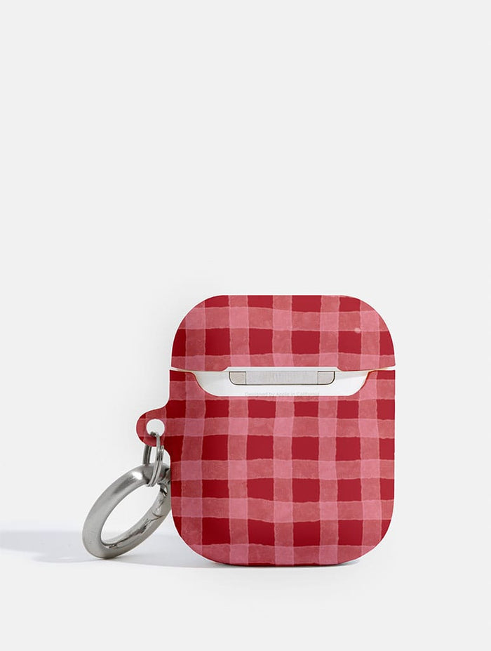 Red And Pink Gingham Airpods Case AirPods Cases Skinnydip London