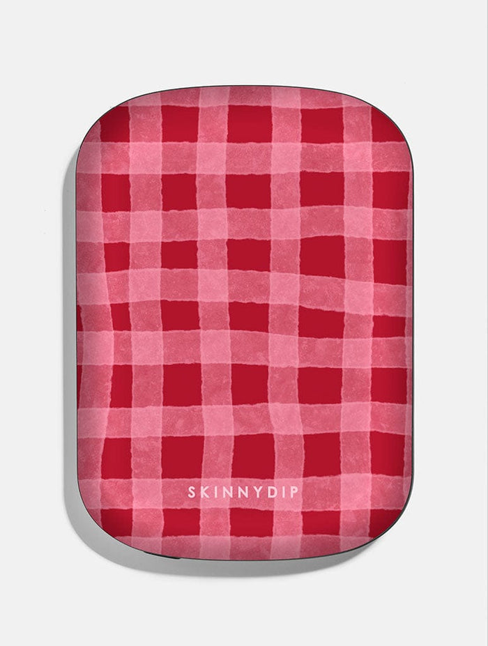 Red and Pink Gingham Portable Magsafe Charger Portable Chargers Skinnydip London