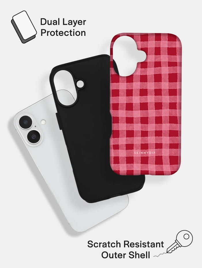 Red and Pink Gingham Ultra Protective iPhone Case Phone Cases Skinnydip London