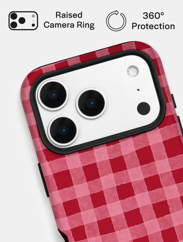 Red and Pink Gingham Ultra Protective iPhone Case Phone Cases Skinnydip London