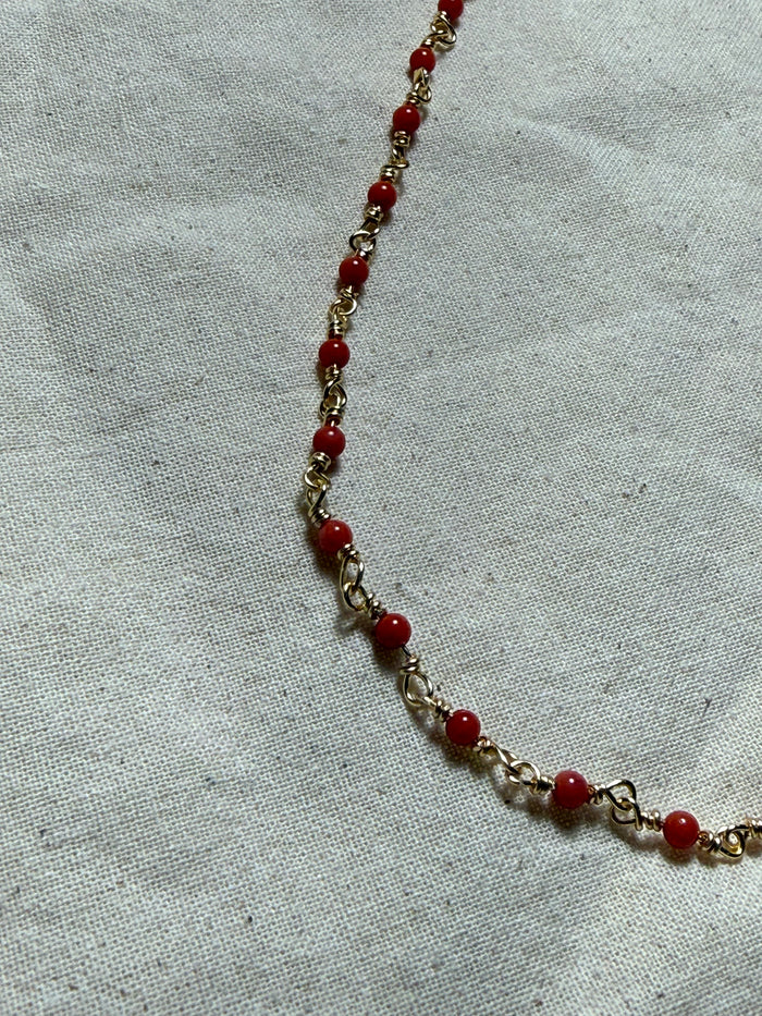 Red beaded wire wrapped