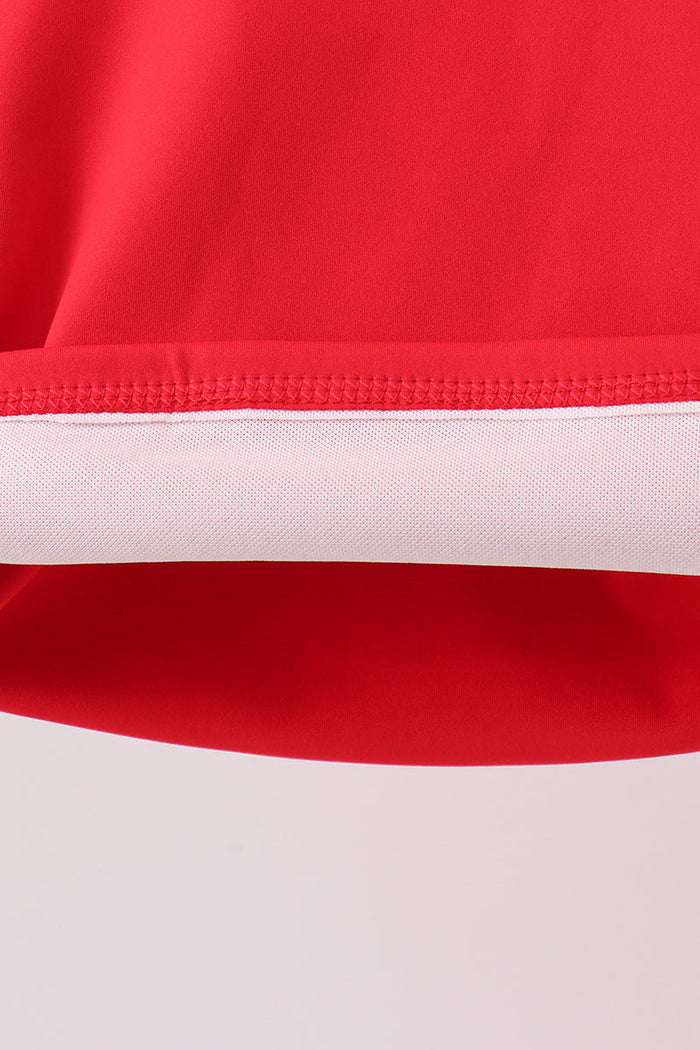 Red Performance Scalloped Skorts Set
