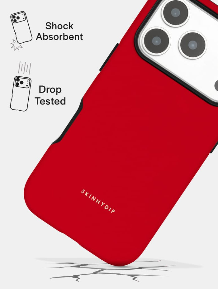 Red with Cream Solid Colour Ultra Protective iPhone Case Phone Cases Skinnydip London