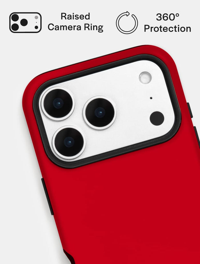 Red with Cream Solid Colour Ultra Protective iPhone Case Phone Cases Skinnydip London