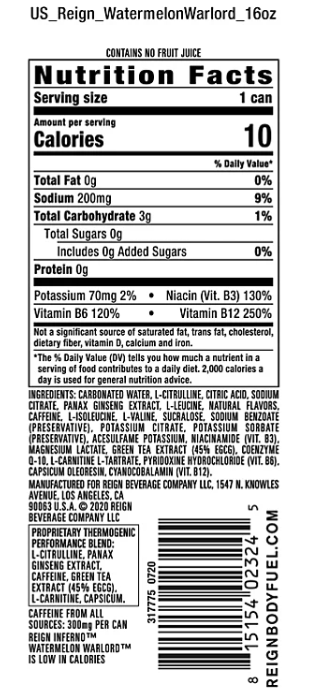 Reign Inferno Watermelon Warlord (16 fl. oz., 12 pk.)