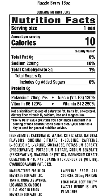 Reign Razzle Berry (16 oz., 12 pk.)
