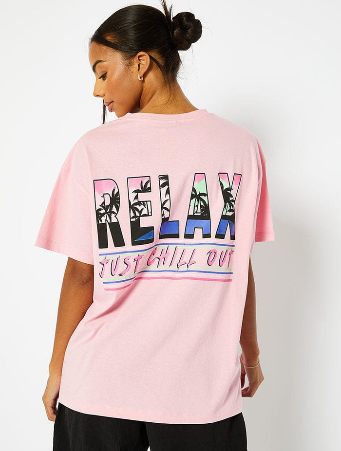 Relax Oversized Pink T-Shirt Tops & T-Shirts Skinnydip London