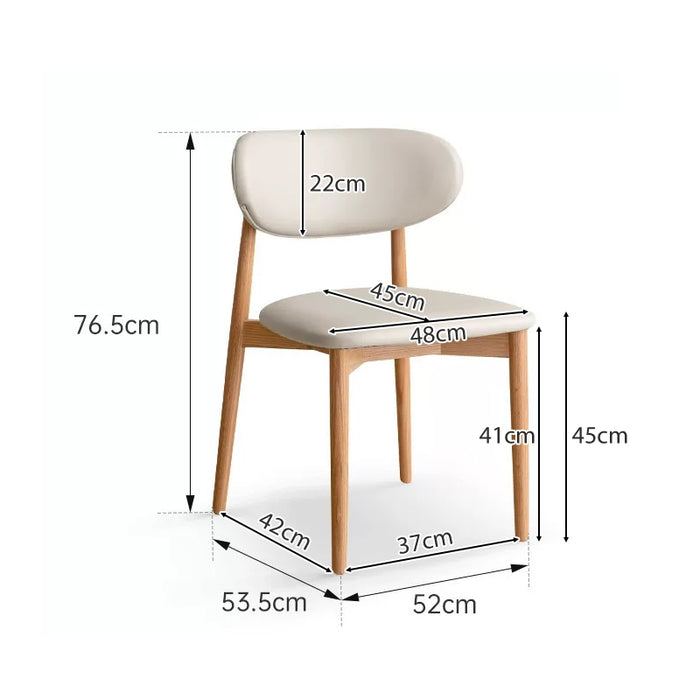 Rene Armless FAS-Graded Solid American Oak Wood Chair/Dining Chair with Upholstered Seat Cushion