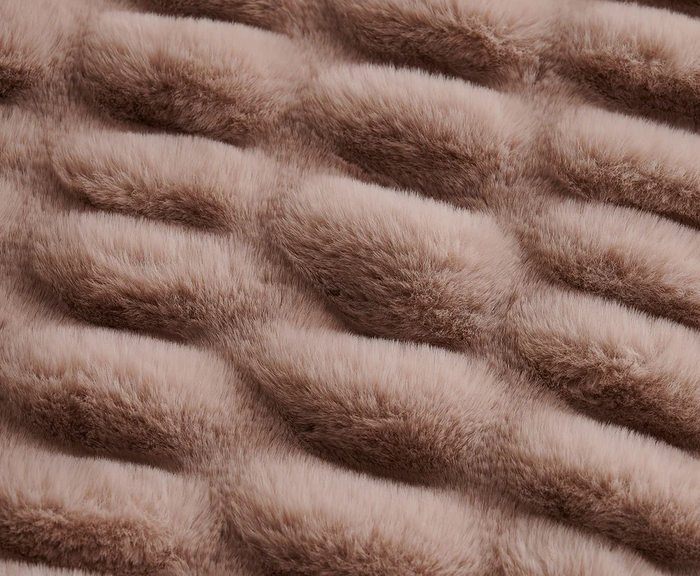 Ruched Rabbit Double-Sided Throw/Blush
