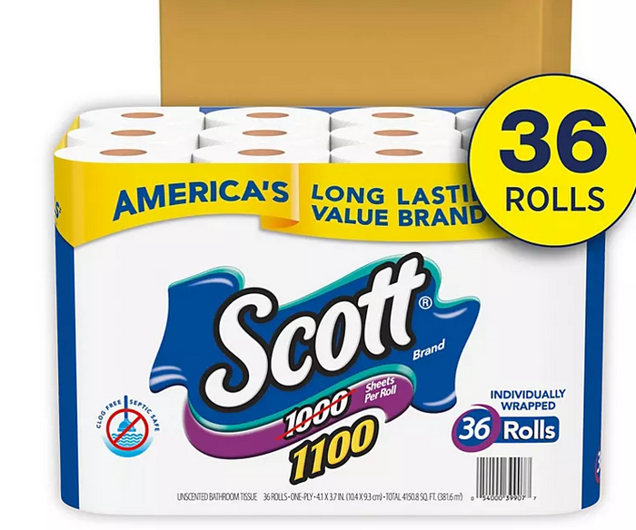 Scott 1100 1-Ply Toilet Paper (1100 sheets/roll, 36 rolls)
