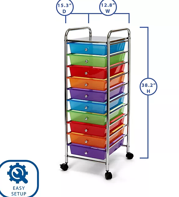 Seville Classics 10 Drawer Cart (Multiple Colors)
